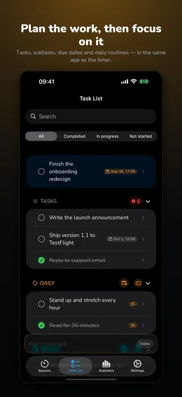 SitFocus on iPhone, screenshot 5