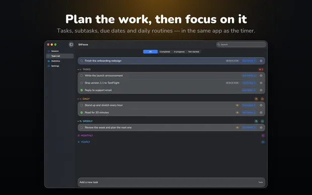SitFocus on Mac, screenshot 3